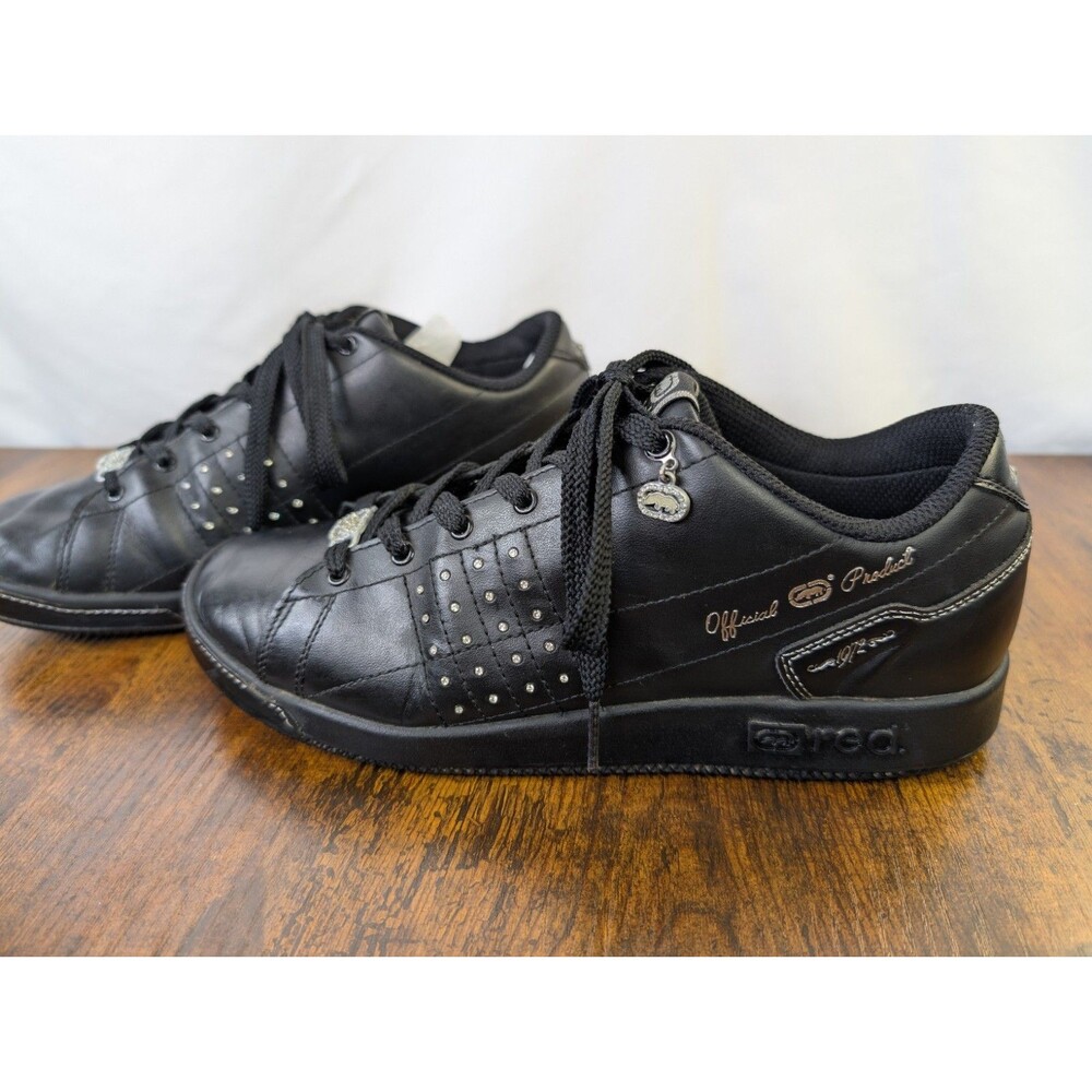 Marc Ecko Black Leather "Red Rhino" Men's Athletic Shoes, size 9.5